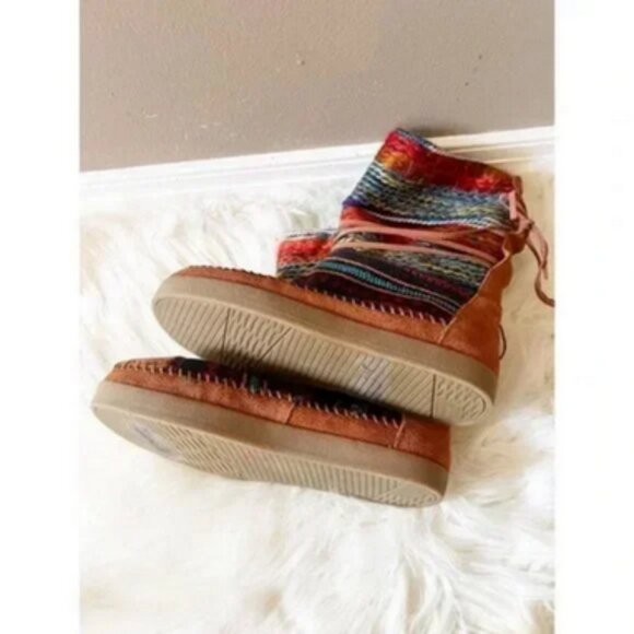 Toms Nepal cognac moccasin lace up Aztec boots size 7 - Picture 7 of 12
